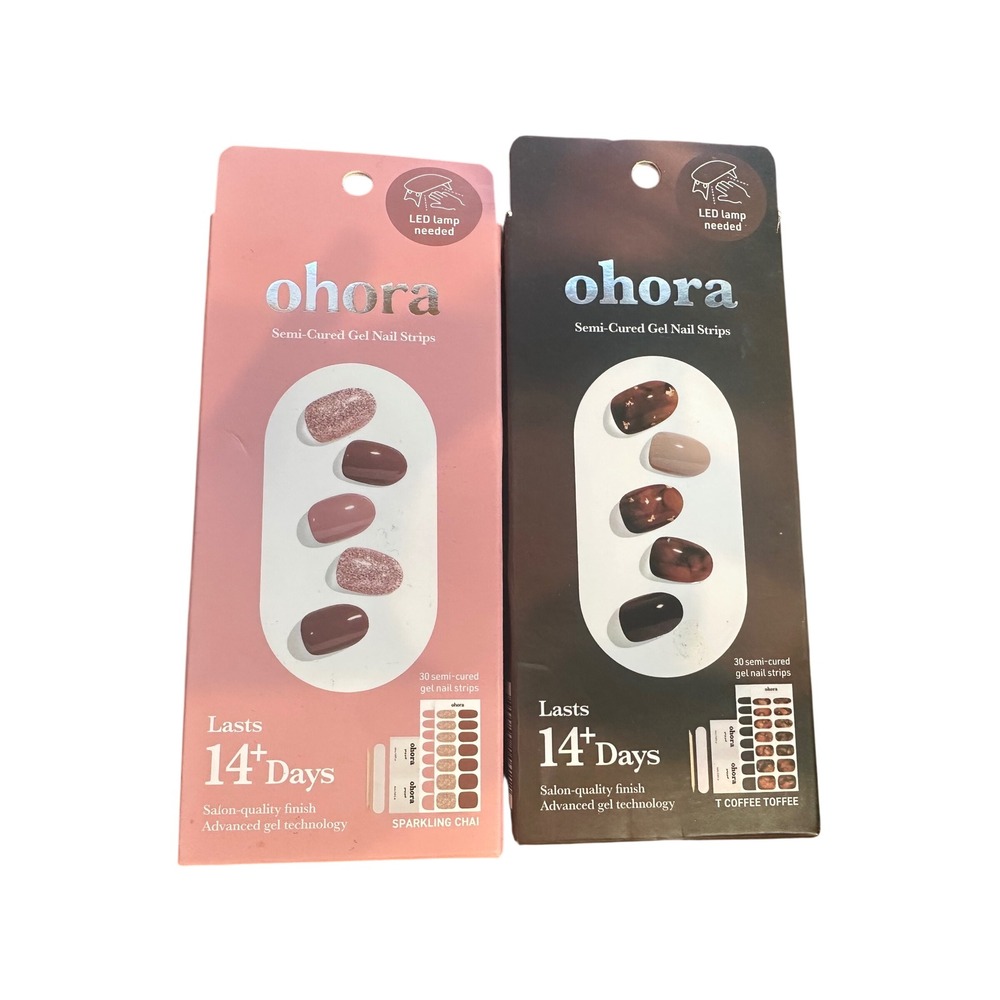 Ohora Semi-Cured Gel Nail Strips Bundle Sparkling Chai & T Coffee Toffee 2pk